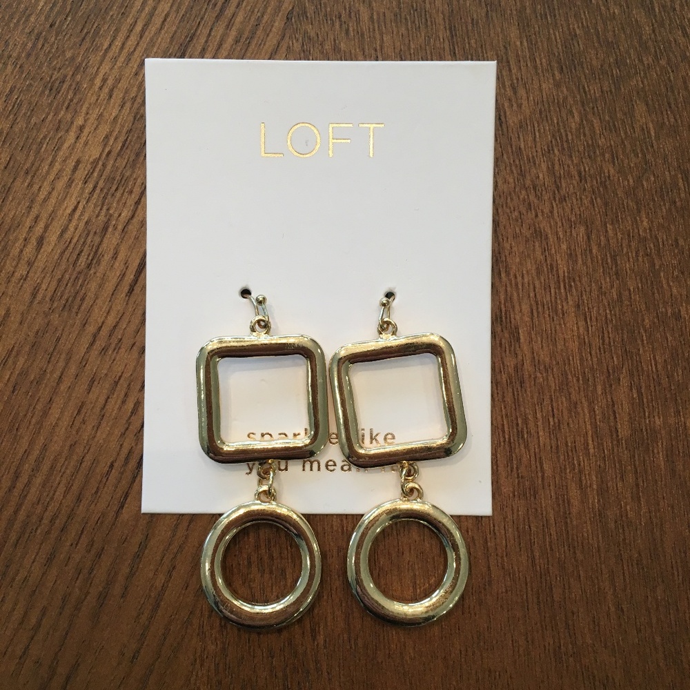 LOFT gold geometric dangle earrings